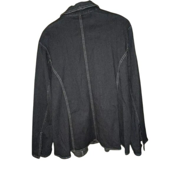 *3 FOR $9* Cato Woman Dark Denim Stretch Long Sleeve Jean Jacket Blazer Coat - Picture 4 of 4